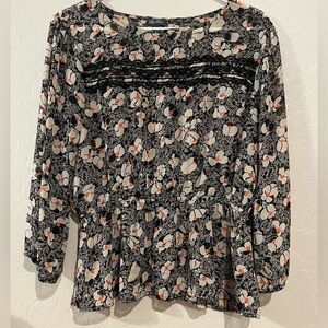 LILY ROSE Floral Peplum Popover Tunic- Size L